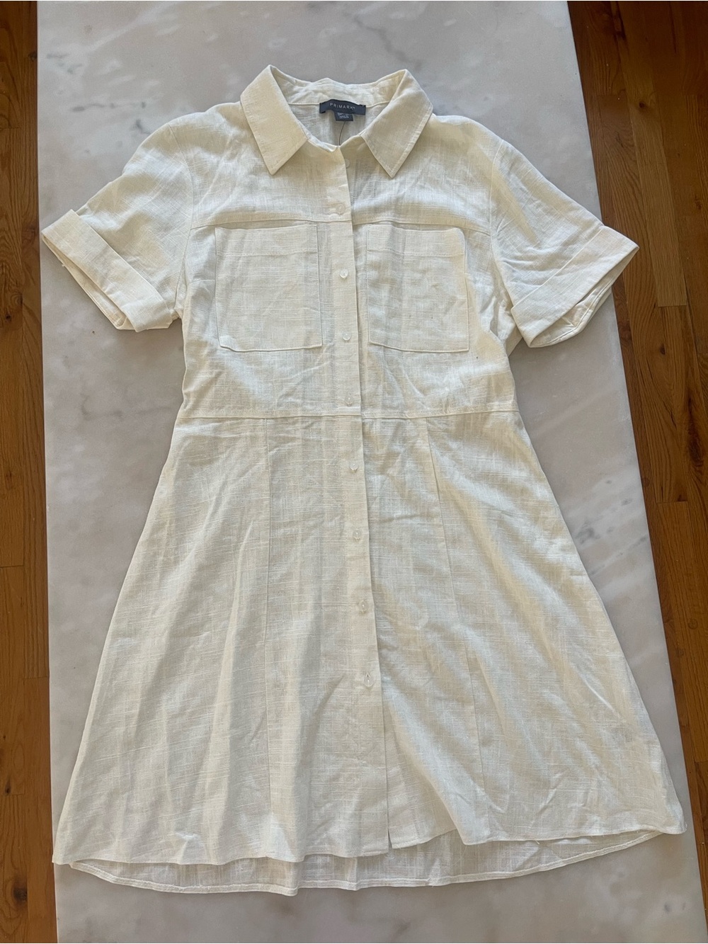 Primark Cream Button-Front Midi Shirt Dress